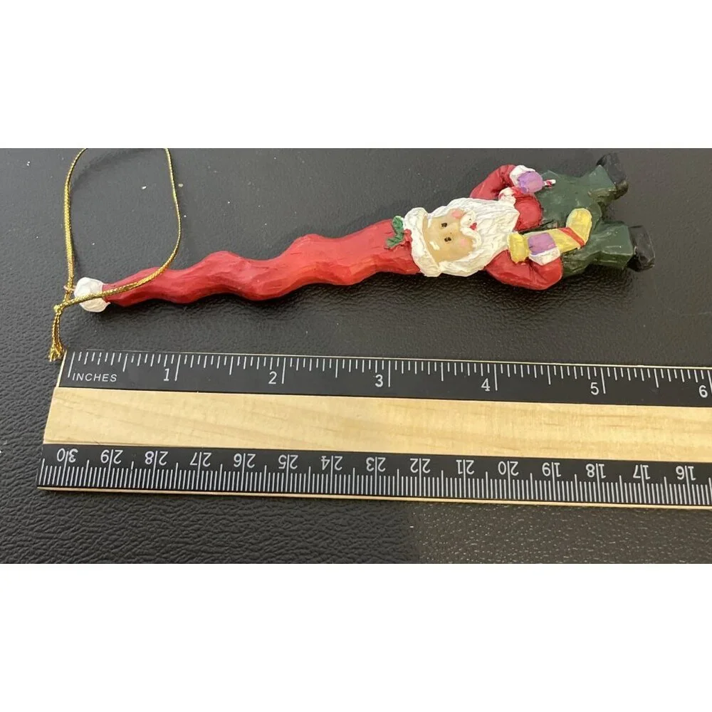 Ganz Resin Santas Christmas Ornaments Long Spiral Hat Overalls Set Of 5‎